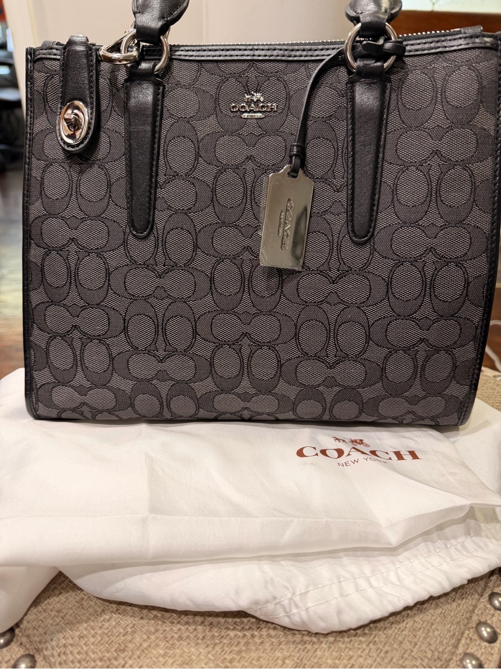 Coach Crosby Signature Jacquard Carryall Black Smoke 33524